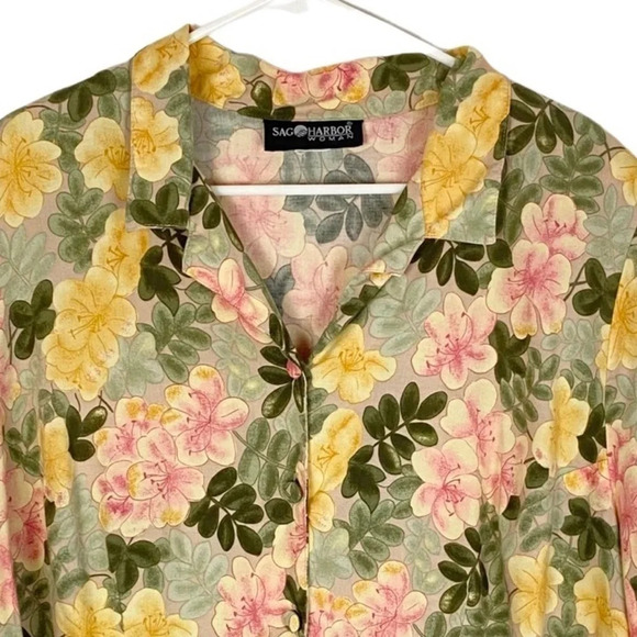 Vintage 90s Farmhouse Floral Button Down Shirt Blouse Womens Plus Size 1X Pink - Picture 3 of 11